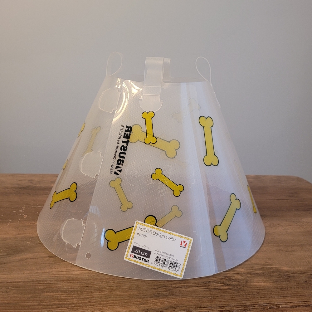 20cm BUSTER Design Collar with Yellow Bone Pattern Dog Cone